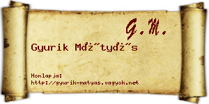 Gyurik Mátyás névjegykártya